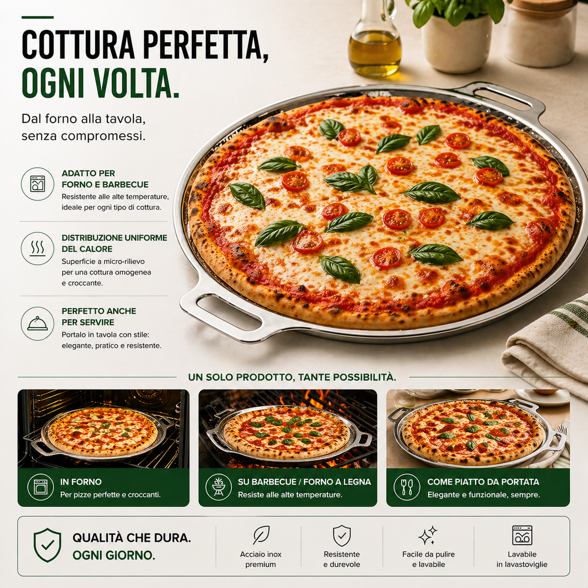 Piastra Pizza in Titanio Martelato