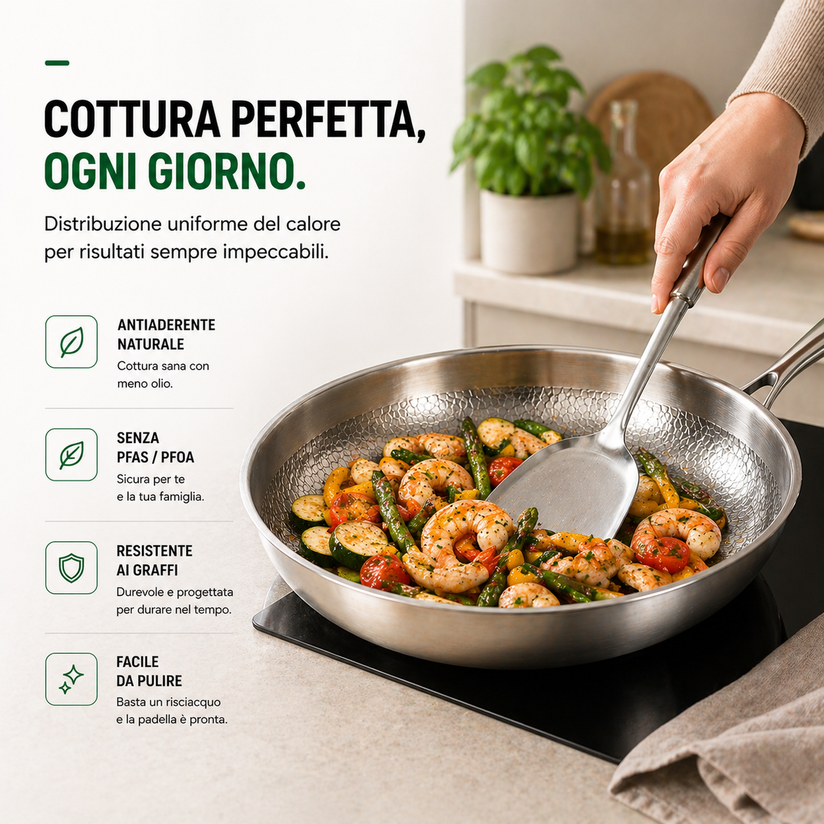 Padella Martelata in Titanio + Spatola