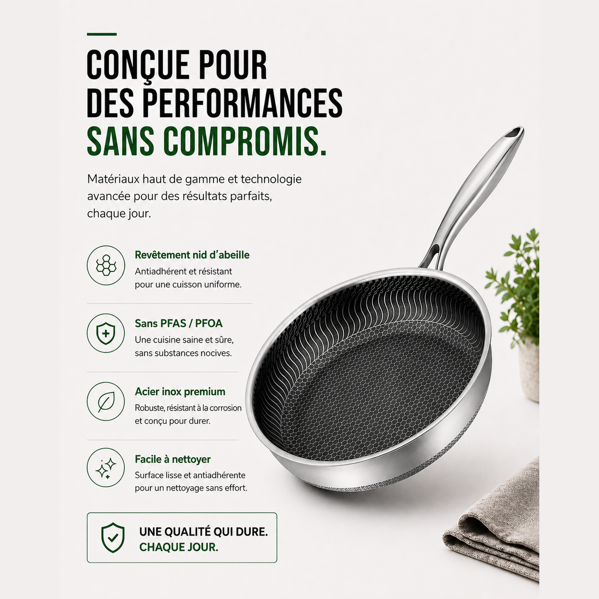 Poêle PureClad en titane texturé
