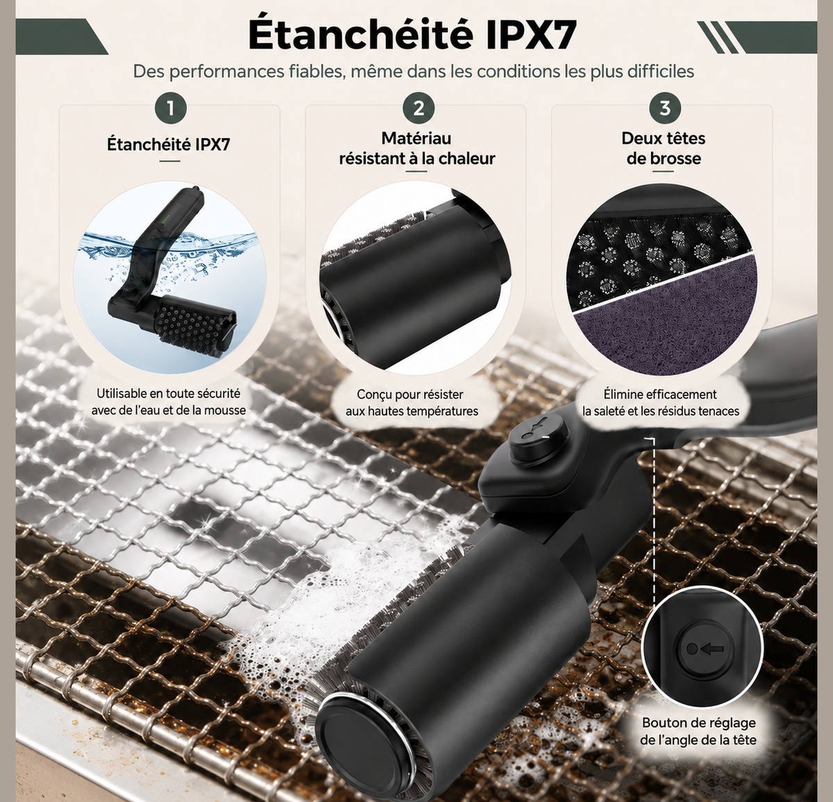 Brosse électrique rotative pour barbecue