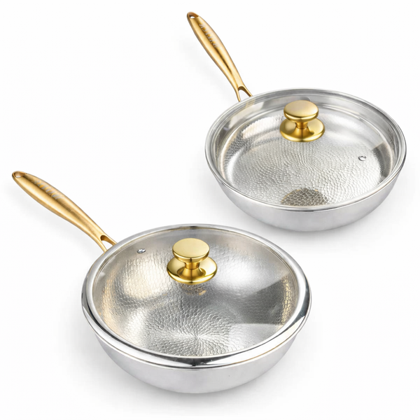 Set Duo: Padella Essenziale + Wok in Titanio Pro