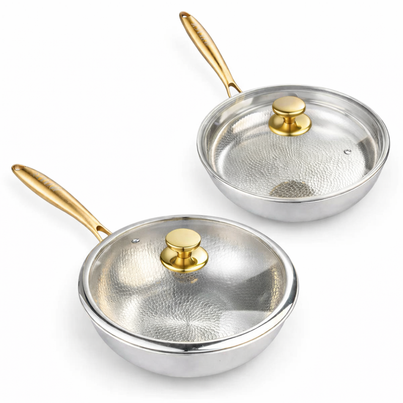 Set Duo: Padella Essenziale e Wok in Titanio Pro — Cucina Modena