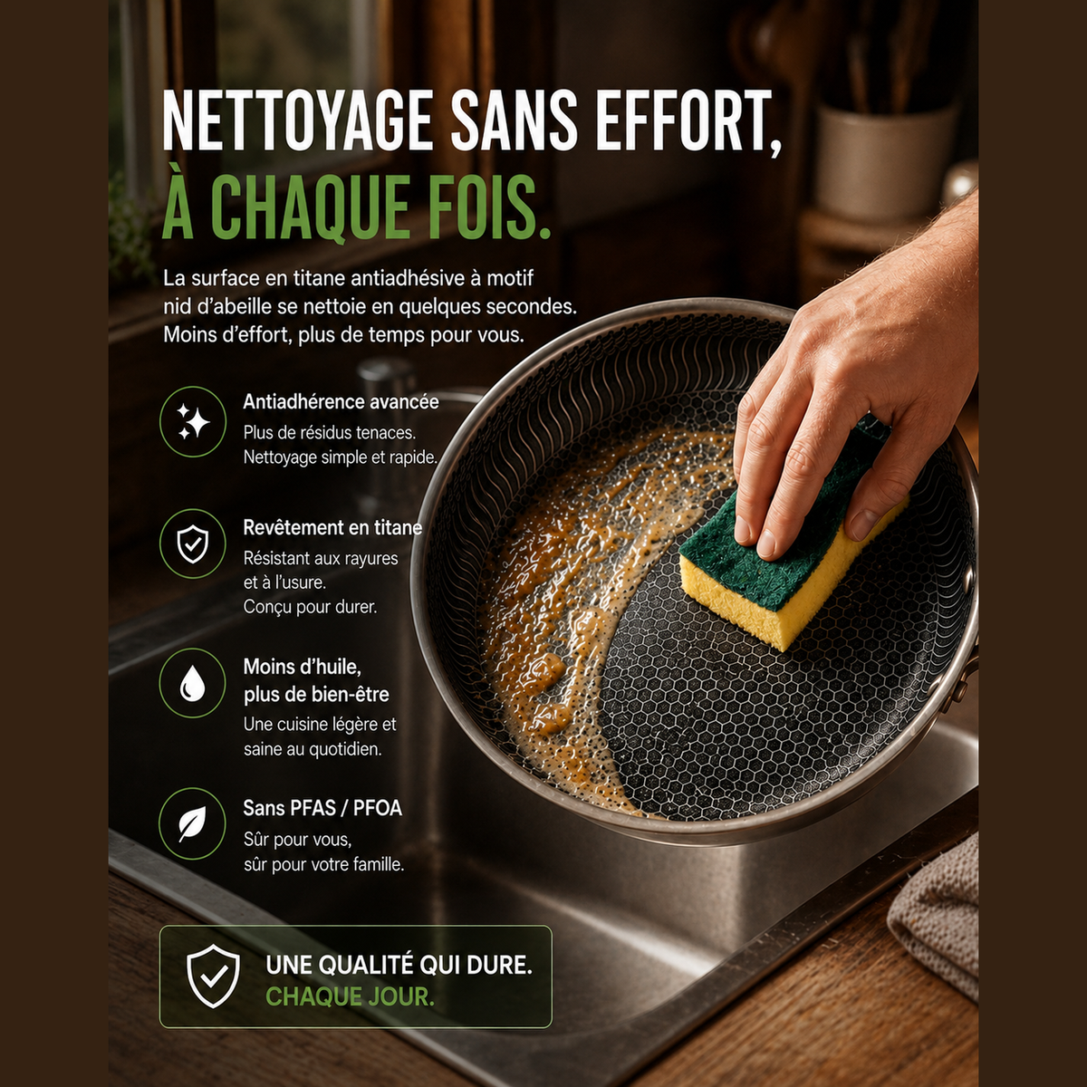 Poêle PureClad en titane texturé